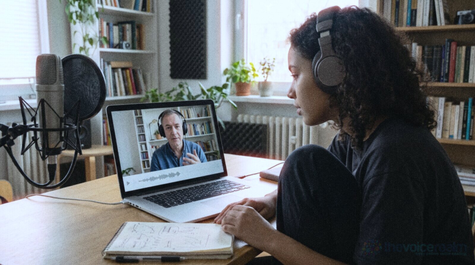 A voiceover student on a live online coaching session with an experienced coach © The Voice Realm