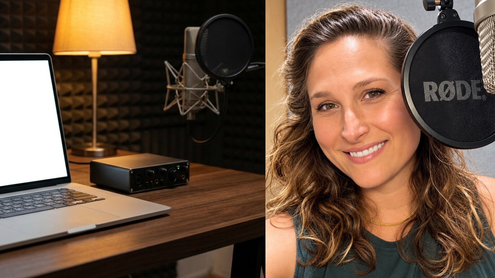 Alexandra McTavish beside her studio microphone in Brisbane