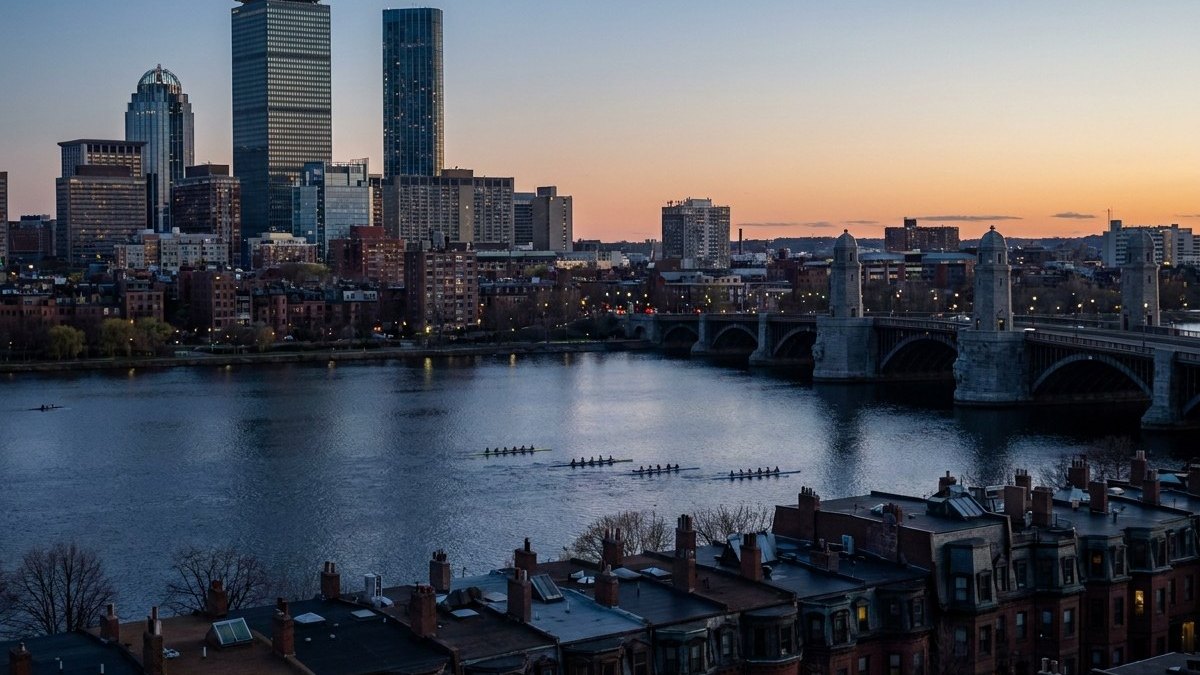 The gold State House dome on a brick-red line above the words Boston voice over talent