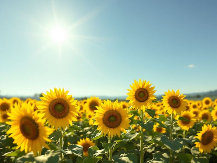 Bright voice tone: sunflowers under a morning sun