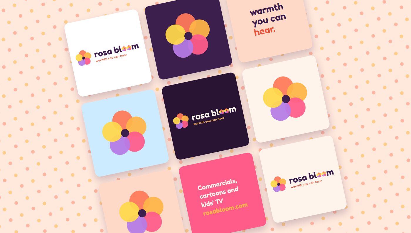Rosa Bloom logo in different colourways